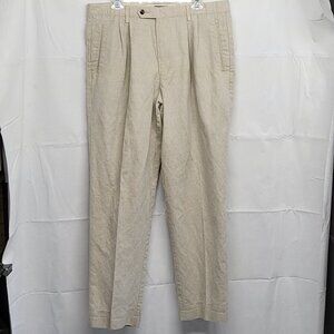 Vintage Dockers Linen Blend Pants Mens 38X32 ( Fit 37 X 32 ) Pleated Front Cream